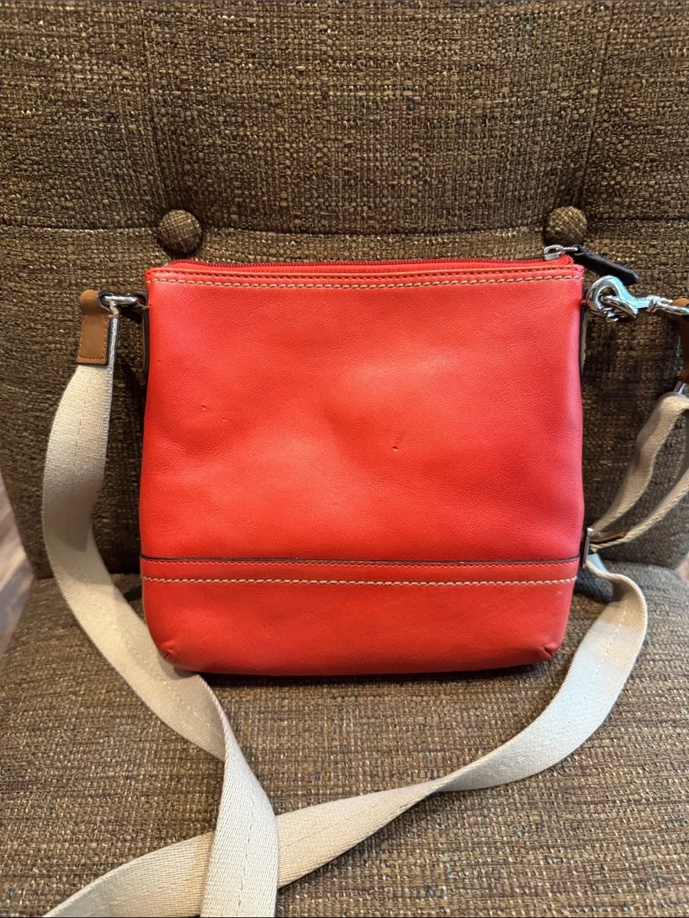 Coach park orange and navy crossbody bag purse